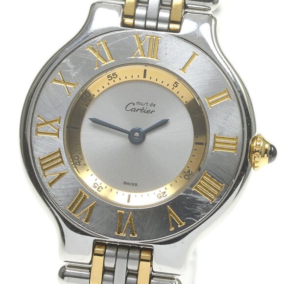 CARTIER Must21 W10073F4 Silver / Gold Dial Quartz Ladies Watch_847628 - Picture 1 of 12